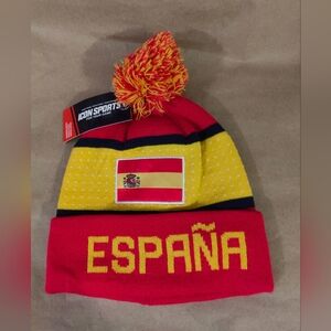 Icon Sports Spain national soccer team pom-pom beanie.